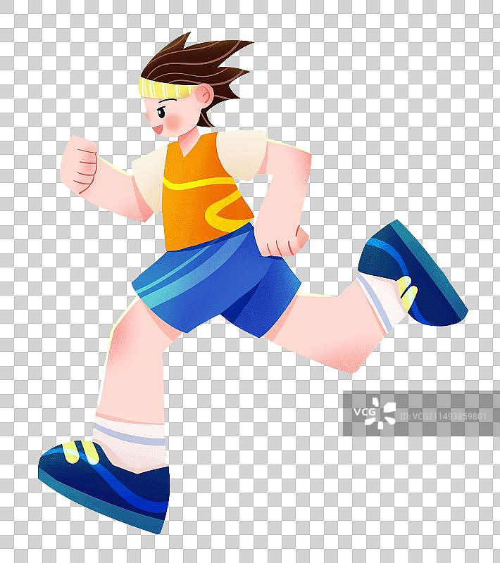 商业时尚扁平风在跑步运动的男孩图片素材