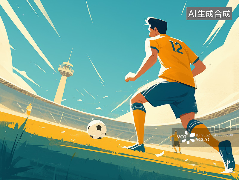 【AI数字艺术】足球场中的男性球员图片素材