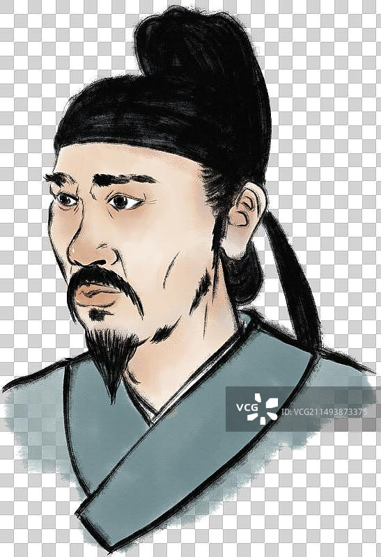 古代唐朝著名诗人杜甫李白人物半身头像元素图片素材