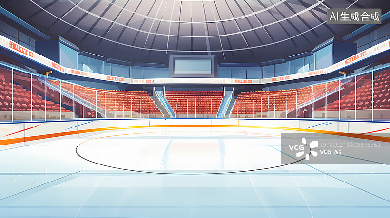 【AI数字艺术】冰球场馆插画图片素材