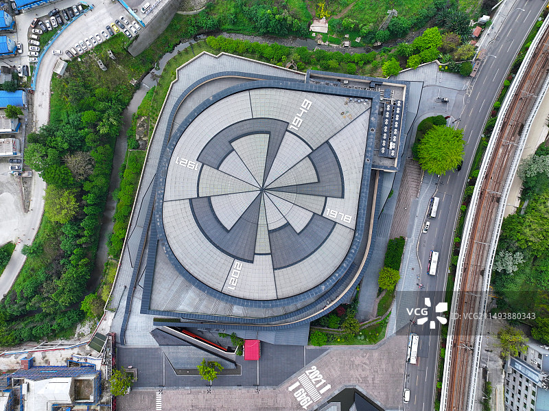 重庆市沙坪坝区磁器口古镇重庆1949大剧院航拍图片素材