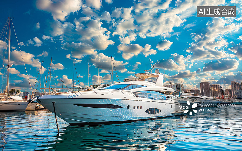 【AI数字艺术】豪华游艇码头图片素材