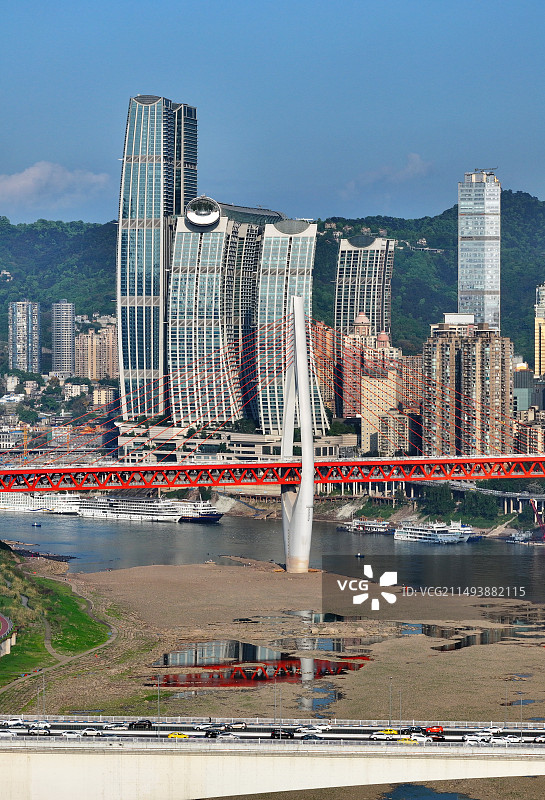 重庆市渝中区千厮门大桥洪崖洞江北嘴金融城航拍图片素材