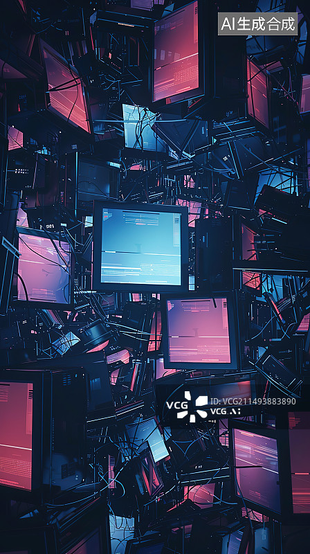 【AI数字艺术】计算机设备中的网络连接图片素材