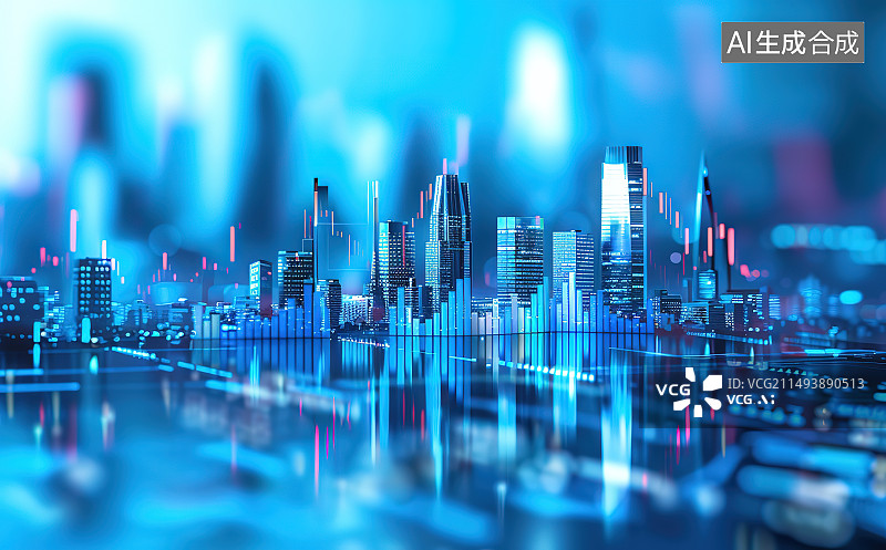 【AI数字艺术】蓝色背景下的网络连接插头特写图片素材