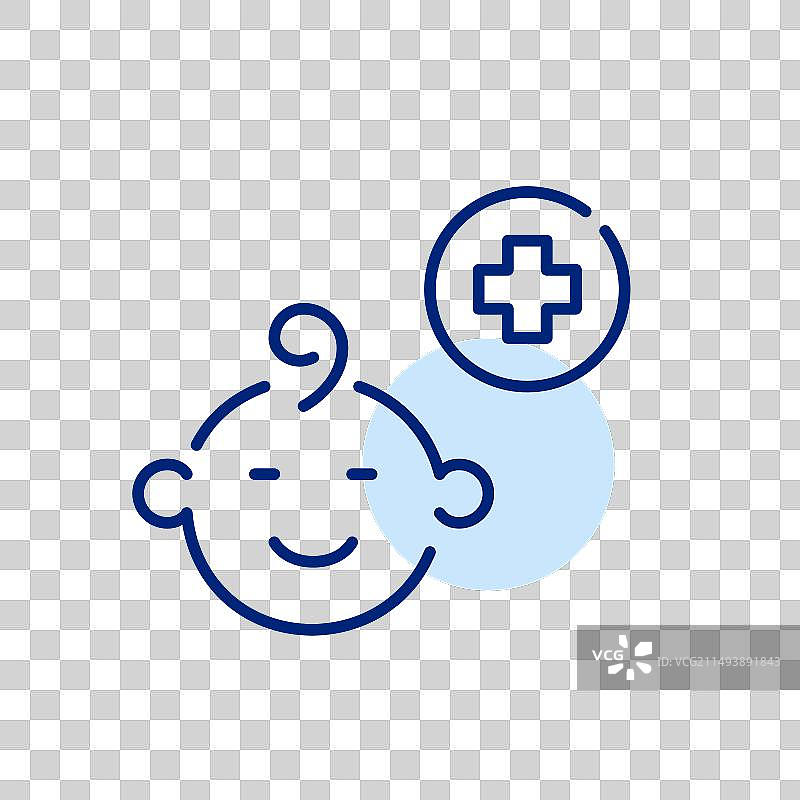 婴儿面部与医疗十字儿科保健图片素材