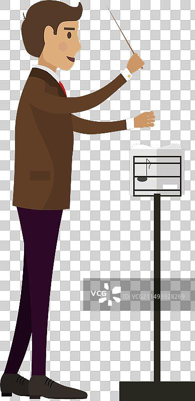 白色背景上的男子指挥家图标图片素材