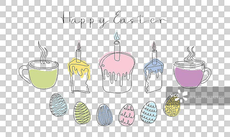 复活节主题连续线条素材图片素材