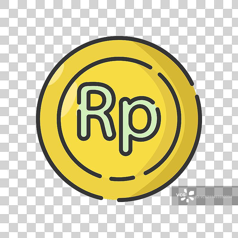 彩色轮廓印尼盾硬币图标Logo设计图片素材