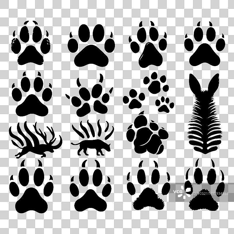 动物及足迹剪影合集图片素材