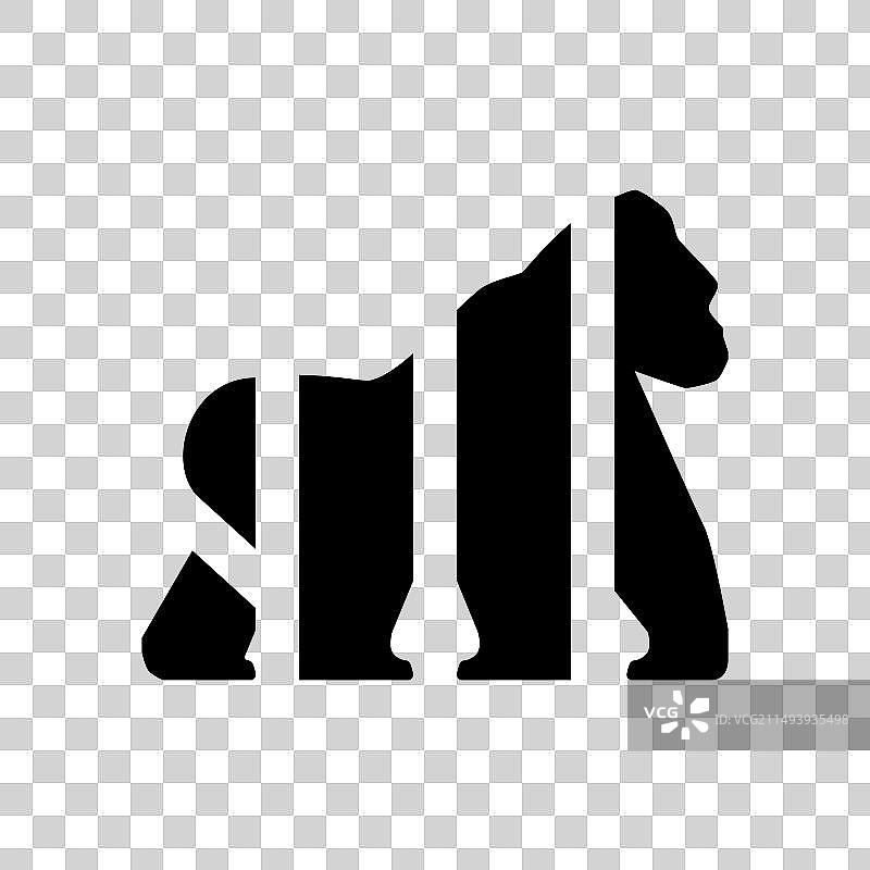 猩猩logo剪影线条设计图片素材