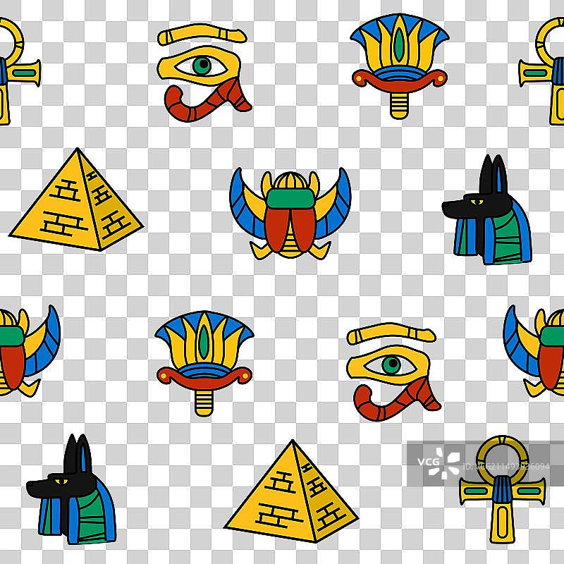埃及文化古老图标无缝图案图片素材