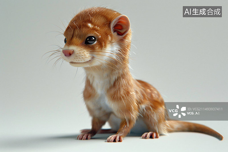 【AI数字艺术】一只鼬鼠3D模型图片素材