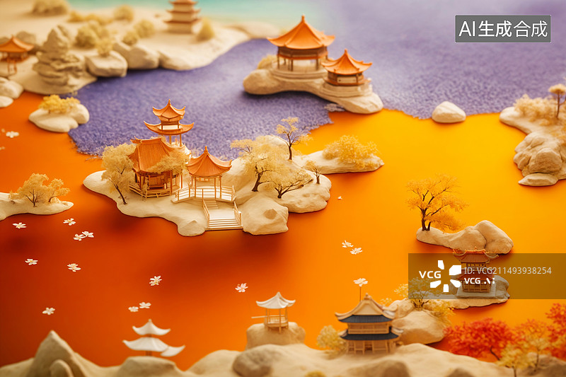 【AI数字艺术】创意国潮微缩景观壁纸图片素材