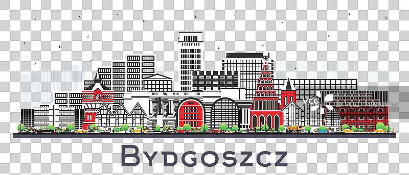 波兰比亚哥斯市城市天际线彩色景观图片素材