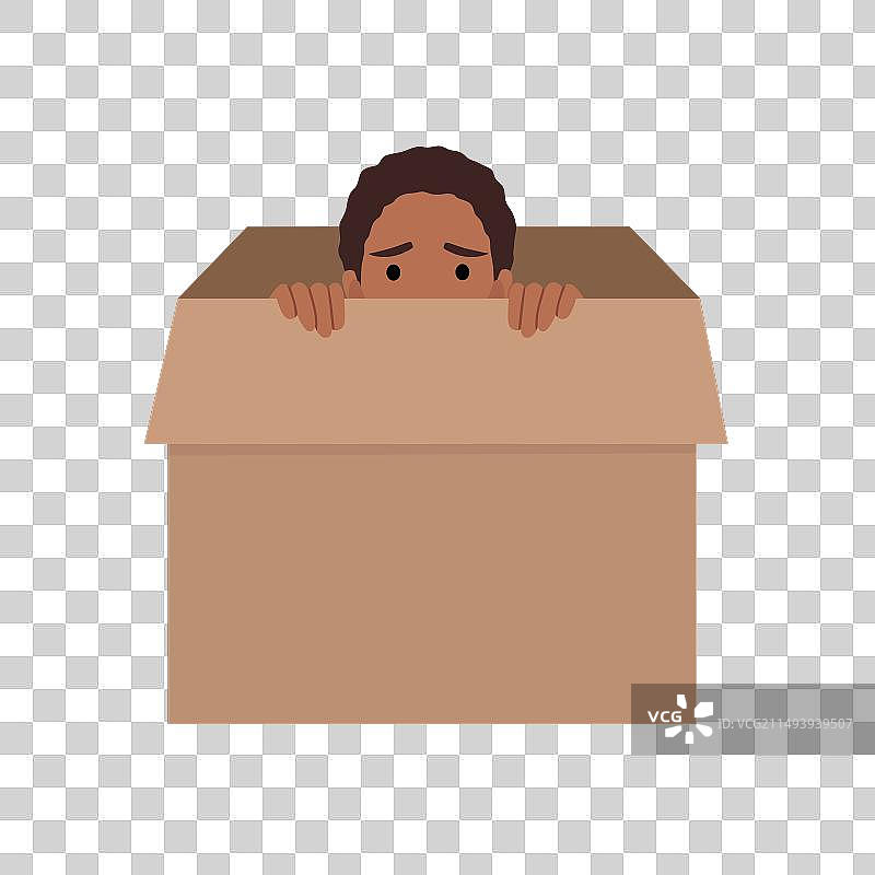 躲在纸箱里的女人图片素材