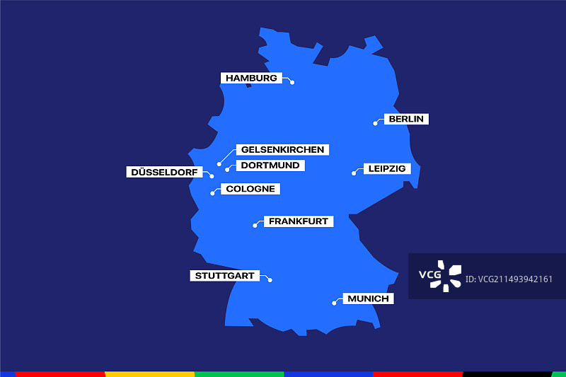 举办欧洲足球赛的德国城市地图图片素材