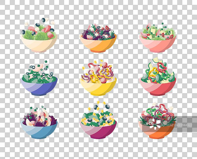 卡通彩色多样沙拉拼盘图片素材