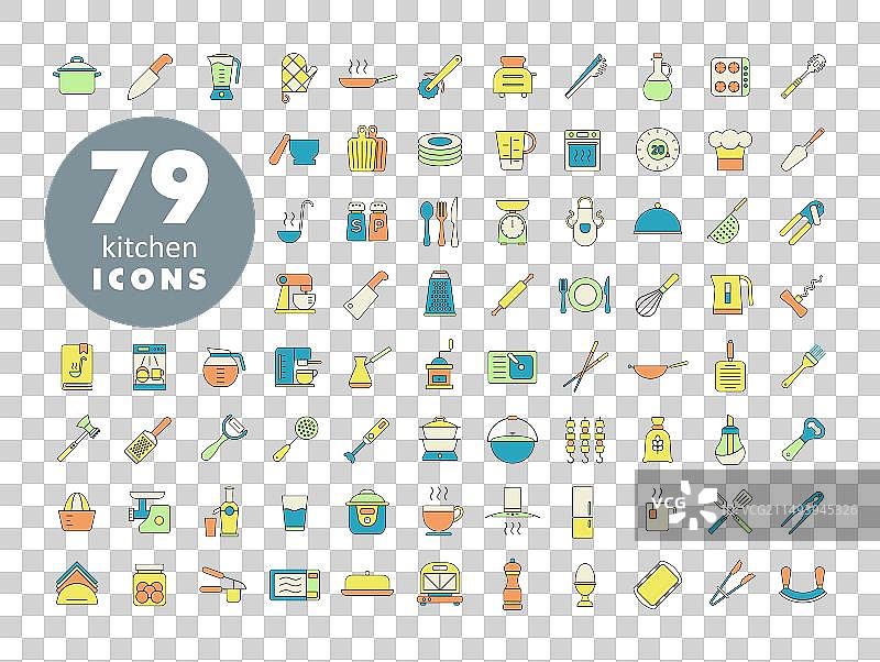 烹饪和厨房图标集图片素材