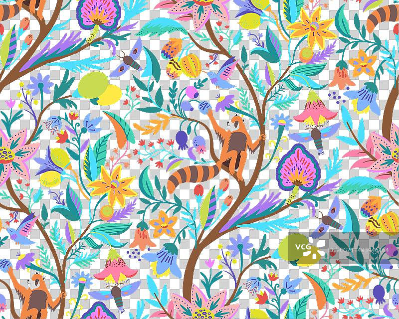 色彩鲜艳的可爱花卉图案图片素材