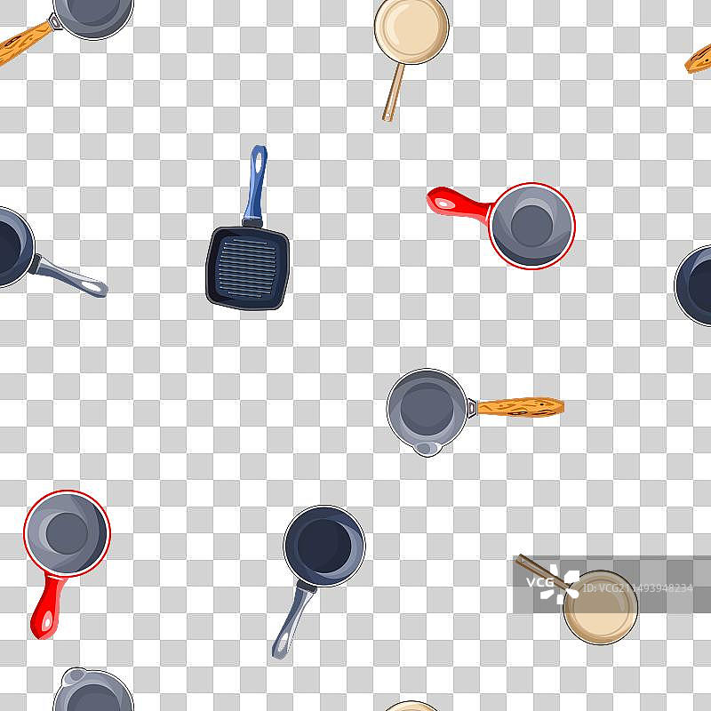白色背景上的煎锅无缝图案图片素材