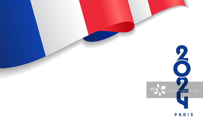 带有法国3D国旗的2024年巴黎奥运会图片素材