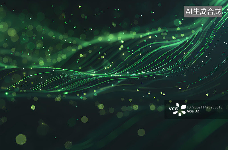 【AI数字艺术】绿色,线条,波浪,数据,科技图片素材