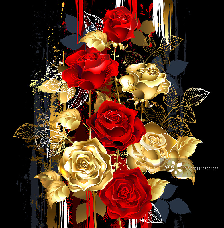 金色玫瑰的优美构图图片素材