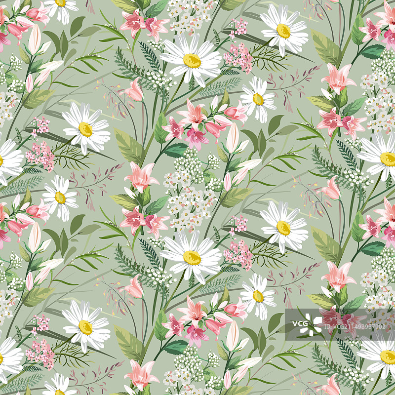 彩色花卉无缝图案图片素材