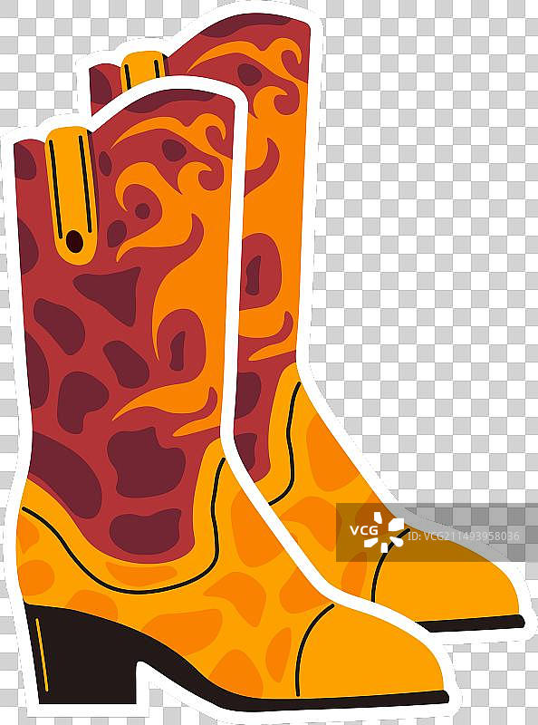 火焰图案牛仔靴图片素材