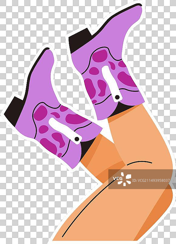 紫色靴子的交叉双腿图片素材