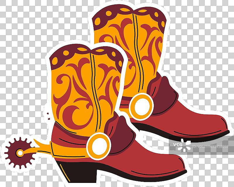 火焰图案牛仔靴图片素材
