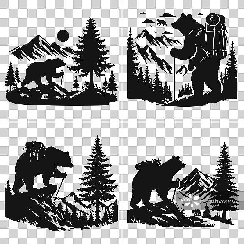 熊徒步登山图片素材