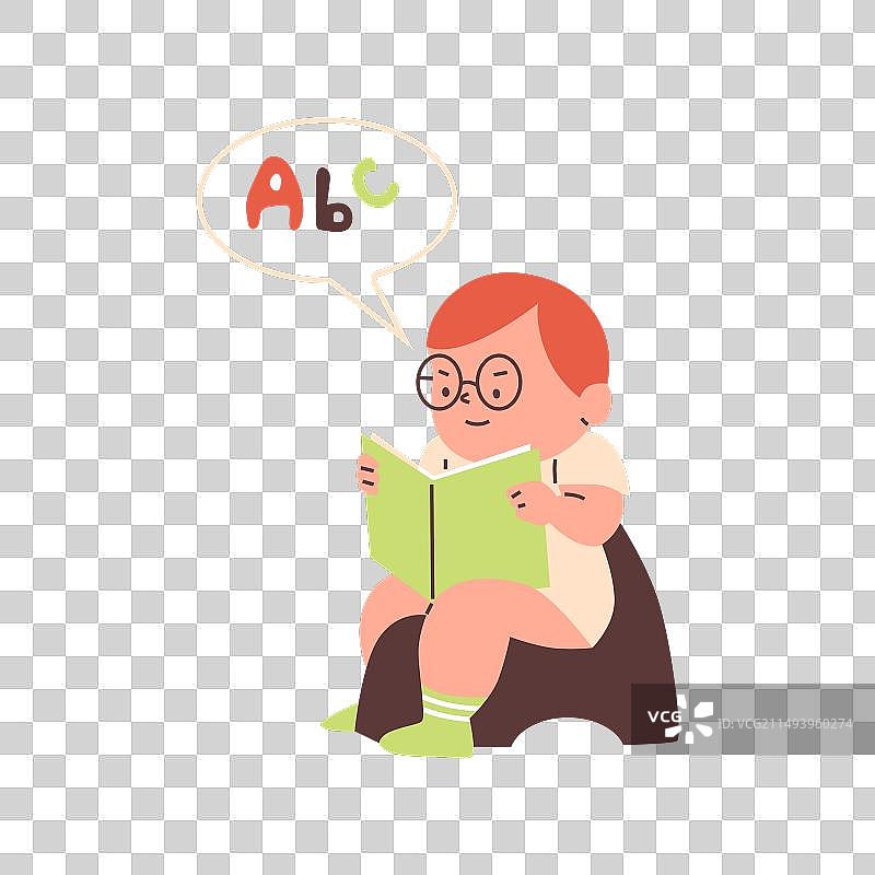 戴眼镜坐在便盆上的可爱男婴图片素材