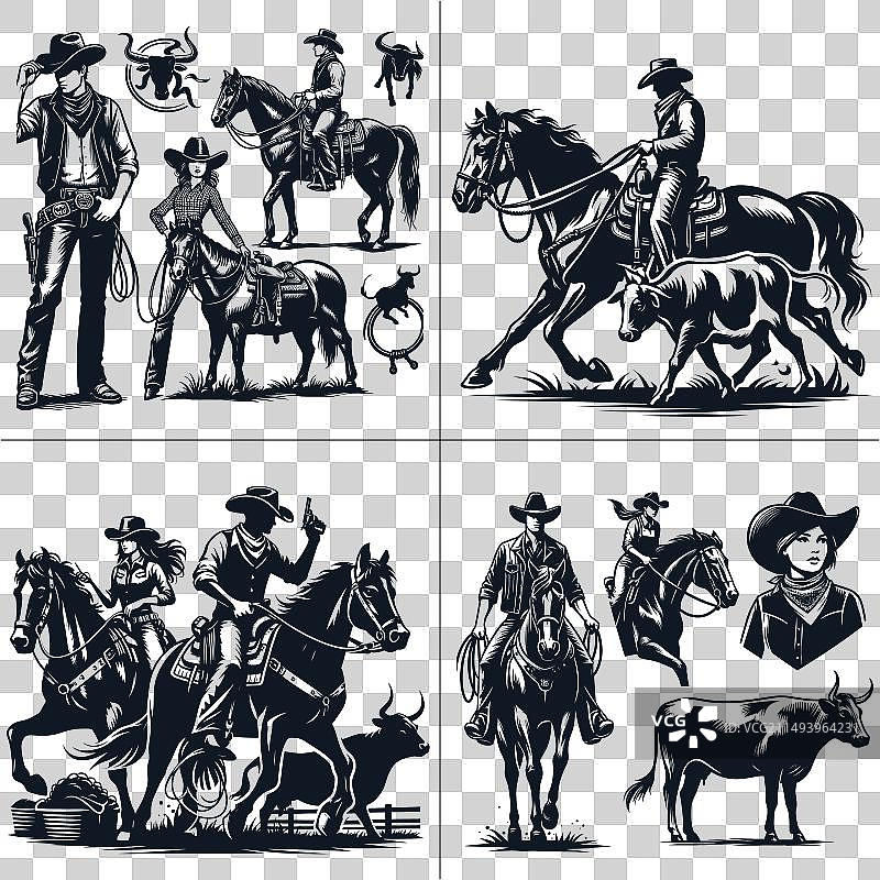 牛仔和女牛仔合集图片素材