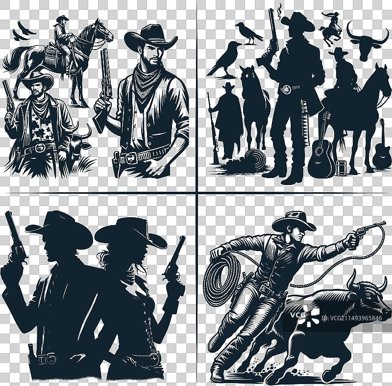 牛仔和女牛仔合集图片素材