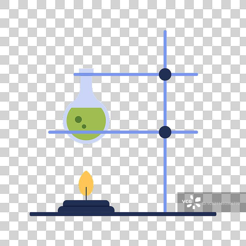 实验室玻璃烧瓶支架和酒精灯图片素材