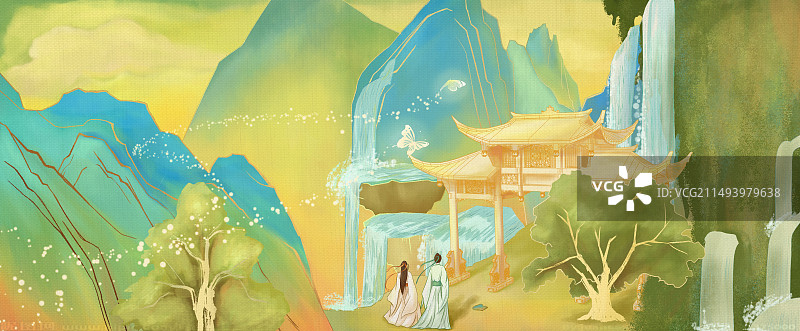 梁山伯与祝英台系列插画-万松书院图片素材