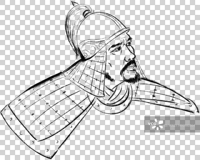 古代怒吼的将军头像元素图片素材