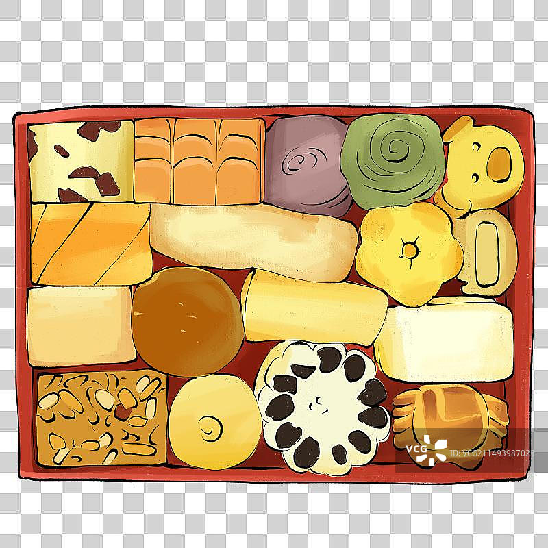 北京传统糕点京八件土特产美食插画图片素材