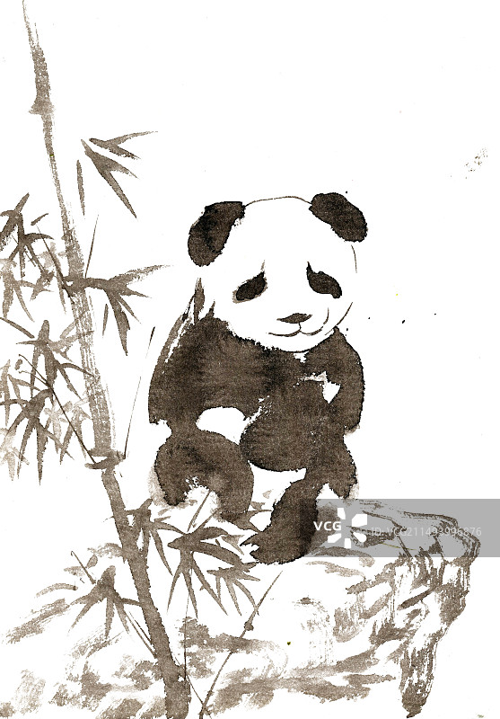 岩石上的大熊猫图片素材