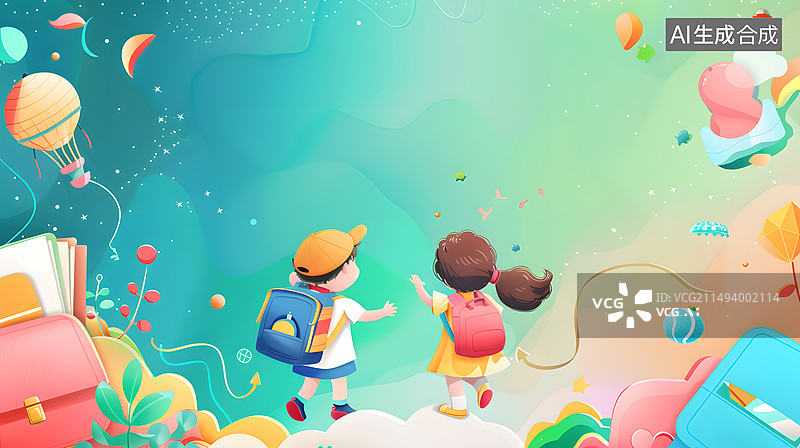 【AI数字艺术】知识的海洋学校主题图片素材