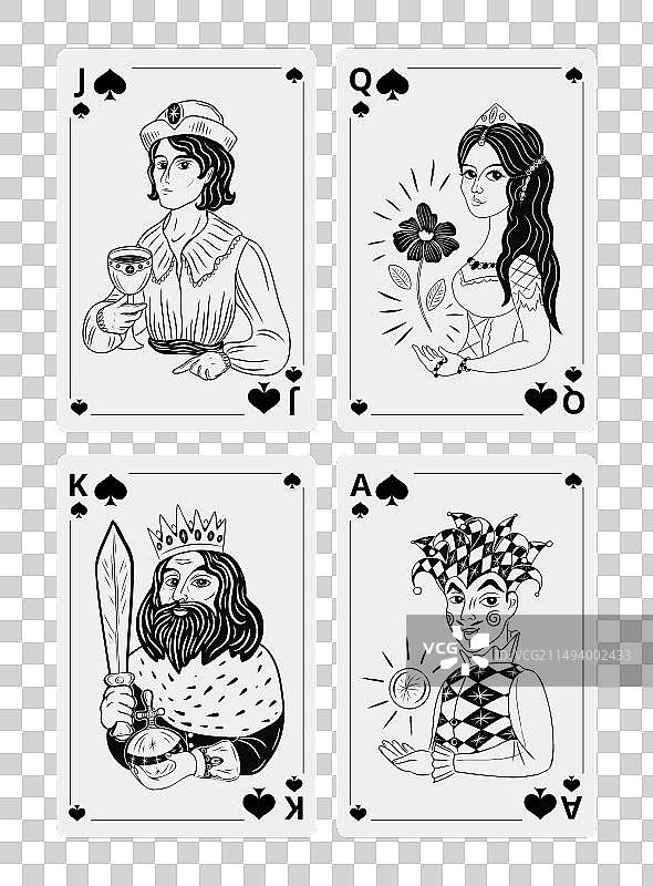 黑白杰克扑克牌图片素材