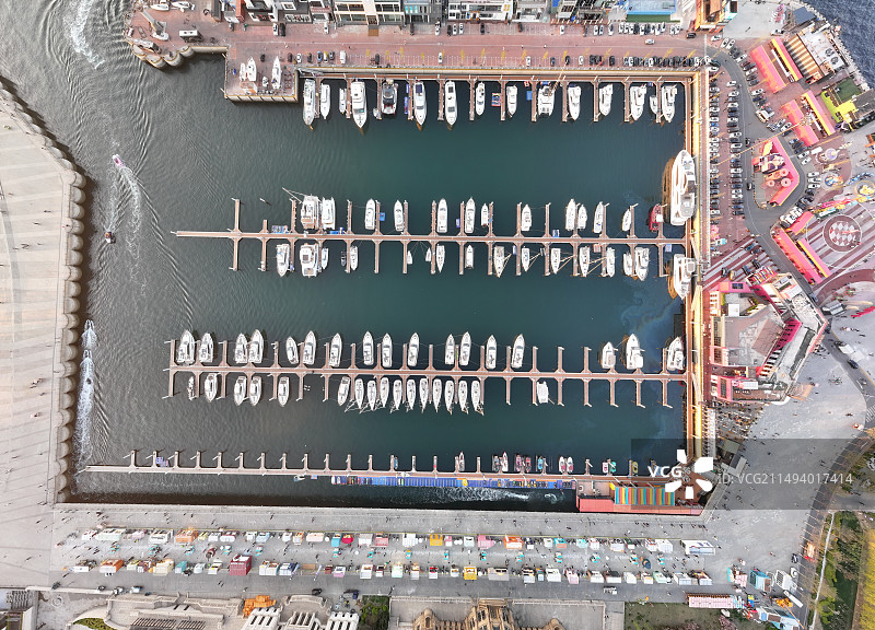 大连市东港码头风景航拍图片素材