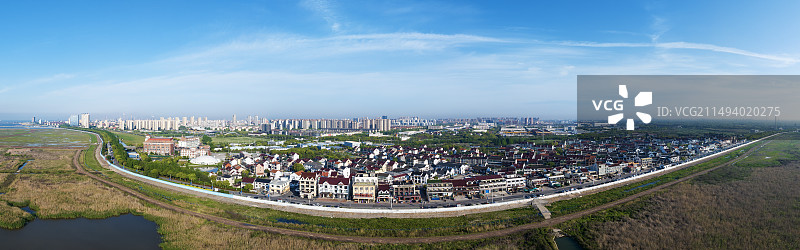 航拍上海湾区金山嘴渔村图片素材