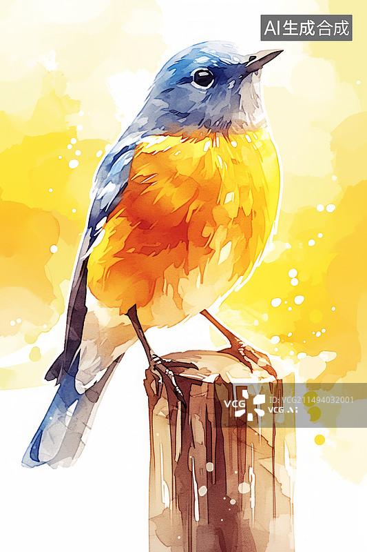【AI数字艺术】手绘水彩鸟类图片素材