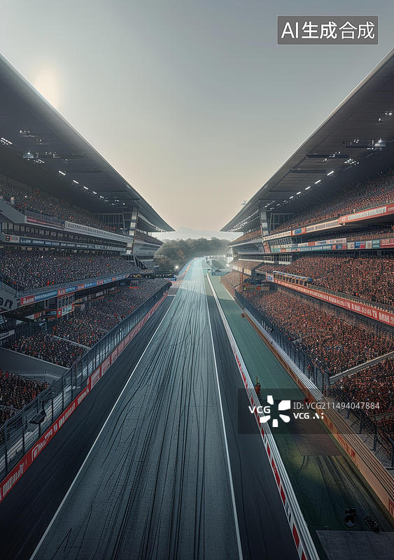 【AI数字艺术】空旷的赛道和坐满观众的看台图片素材