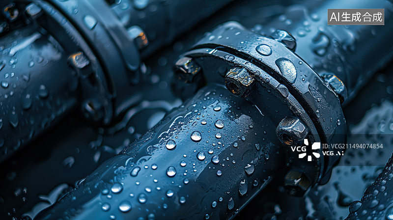 【AI数字艺术】雨季湿工厂特写图片素材