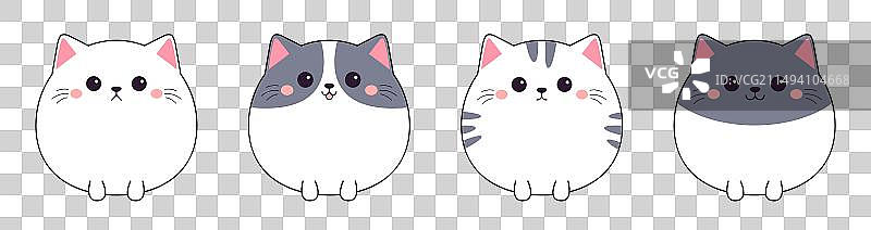 带爪子的圆形小猫图标集图片素材