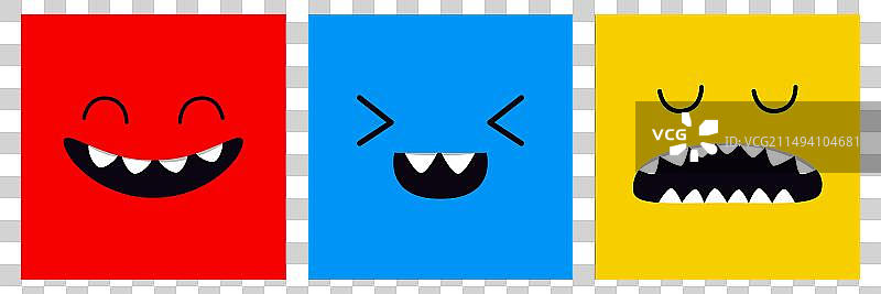 万圣节快乐三个方形的可爱怪物图片素材